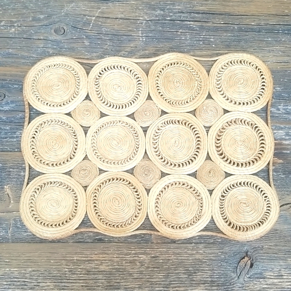 Three Rattan BOHO Circular Designed Placements - Picture 3 of 8